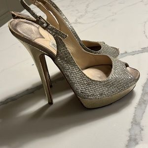 Gently worn Jimmy choo peep toe open back shimmery shoes size 40